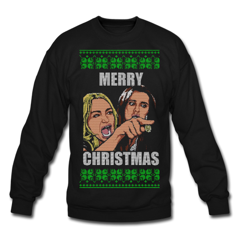 Yelling at Cat - Merry Christmas - Crewneck Sweatshirt - black